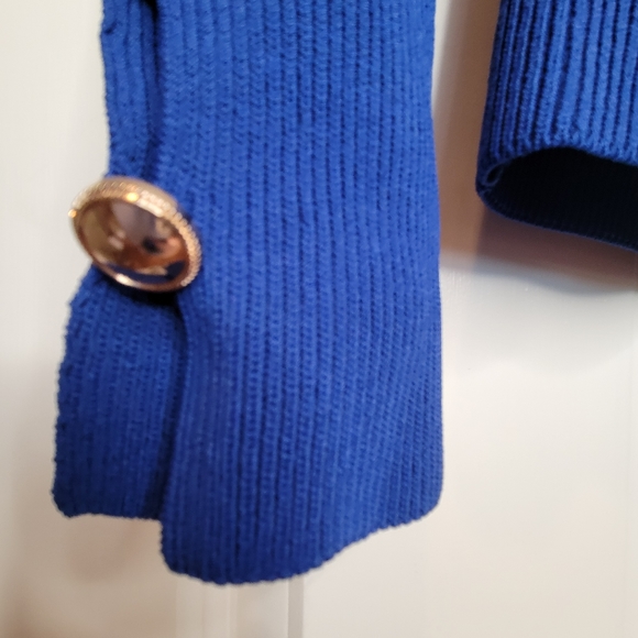 River Island Blue -Bright Women's Plunge Long Sleeve Top ,size 10 - Picture 4 of 6